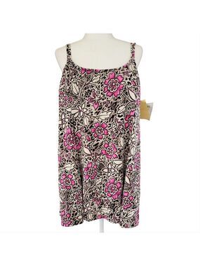 It Figures Floral Pink and Black Swim Dress Size 24W NWT